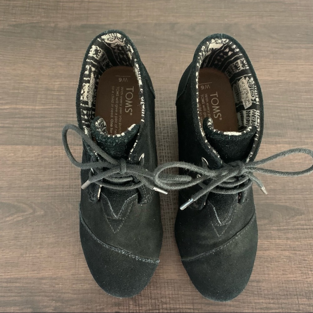 TOMS 380515 Boots Black Desert Wedge Ankle Booties size 7 - Picture 5 of 12